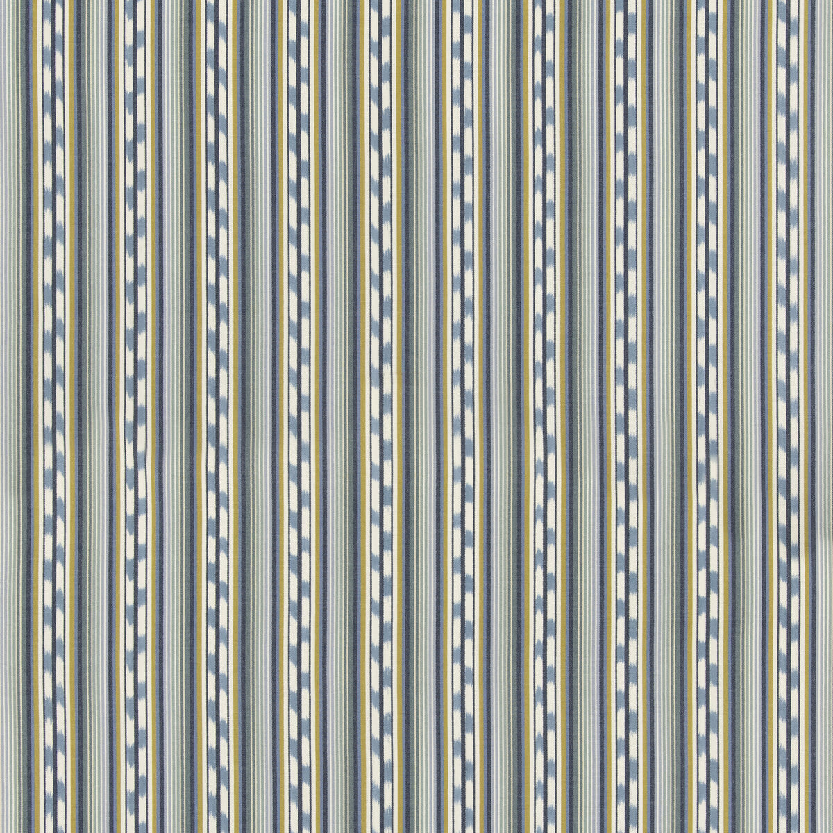 G P & J BAKER BF11081.1.0 HALKI STRIPE TEAL/OCHRE Fabric - Eade's Wallpaper