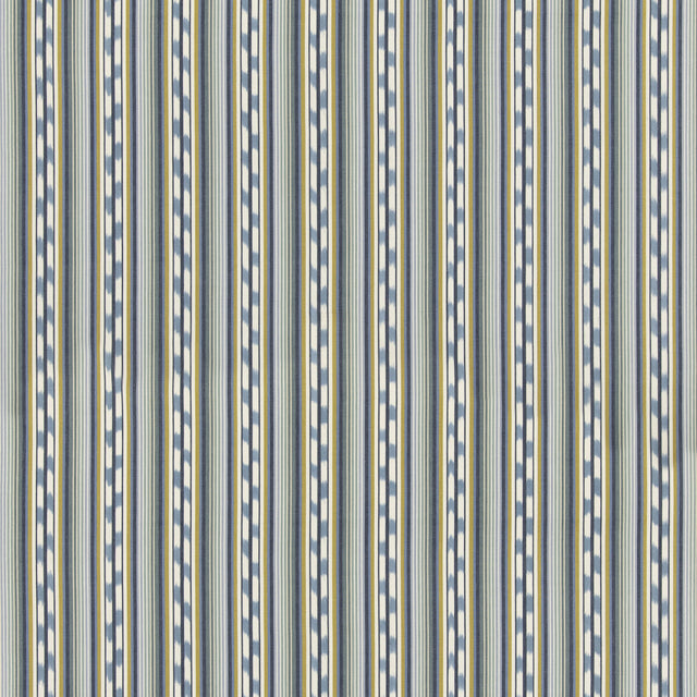 G P & J BAKER BF11081.1.0 HALKI STRIPE TEAL/OCHRE Fabric - Eade's Wallpaper