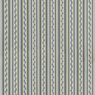 G P & J BAKER BF11081.1.0 HALKI STRIPE TEAL/OCHRE Fabric - Eade's Wallpaper