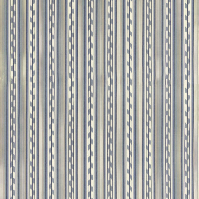 G P & J BAKER BF11081.2.0 HALKI STRIPE BLUE Fabric - Eade's Wallpaper