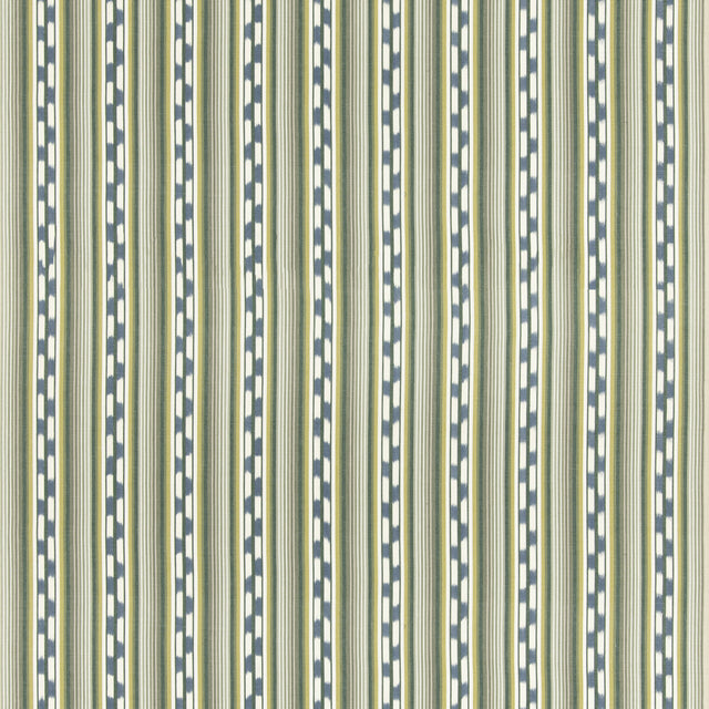 G P & J BAKER BF11081.3.0 HALKI STRIPE EMERALD/BLUE Fabric - Eade's Wallpaper