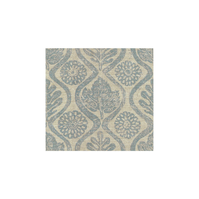 LEE JOFA BFC-3515.15.0 OAKLEAVES BLUE/OATMEAL Fabric - Eade's Wallpaper