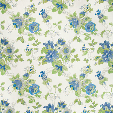LEE JOFA BFC-3520.153.0 PARNHAM CORNFLOWER/LIME Fabric - Eade's Wallpaper
