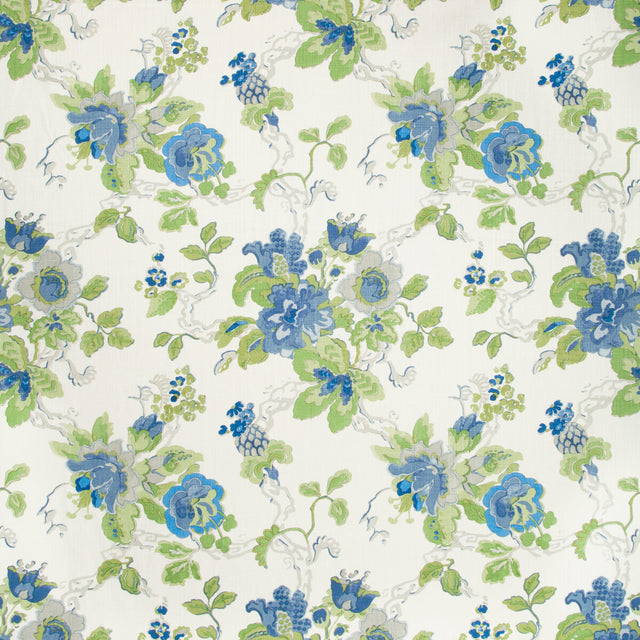 LEE JOFA BFC-3520.153.0 PARNHAM CORNFLOWER/LIME Fabric - Eade's Wallpaper