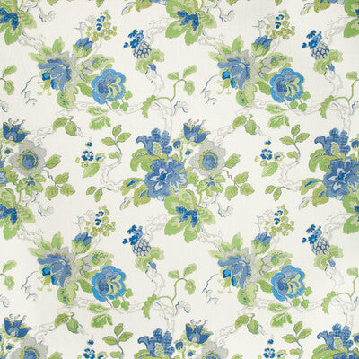 LEE JOFA BFC-3520.153.0 PARNHAM CORNFLOWER/LIME Fabric - Eade's Wallpaper