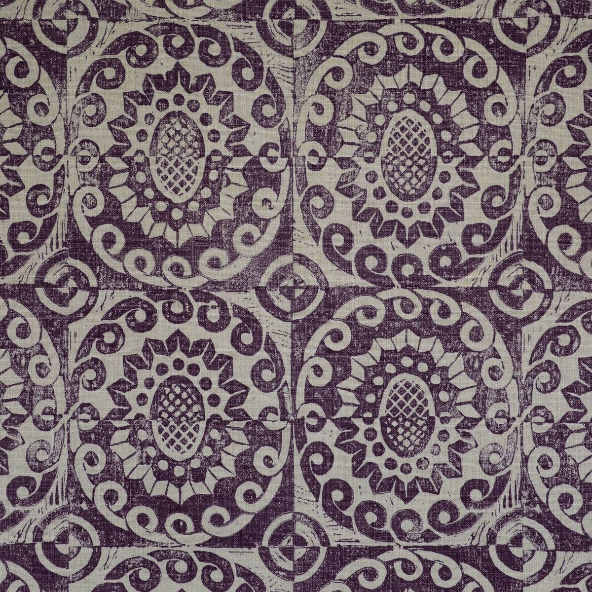 LEE JOFA BFC-3629.10.0 PINEAPPLE ON RUSTIC AUBERGINE Fabric - Eade's Wallpaper