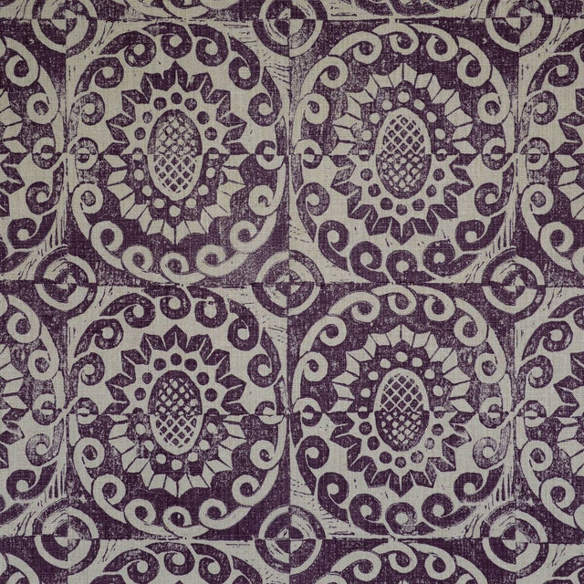 LEE JOFA BFC-3629.10.0 PINEAPPLE ON RUSTIC AUBERGINE Fabric - Eade's Wallpaper