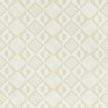LEE JOFA BFC-3666.1.0 CIRCLES AND SQUARES OFF WHITE Fabric - Eade's Wallpaper