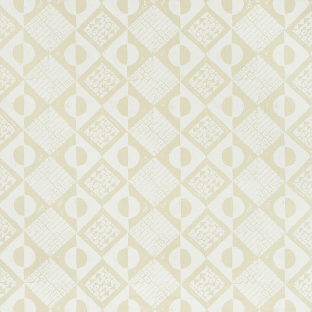 LEE JOFA BFC-3666.1.0 CIRCLES AND SQUARES OFF WHITE Fabric - Eade's Wallpaper