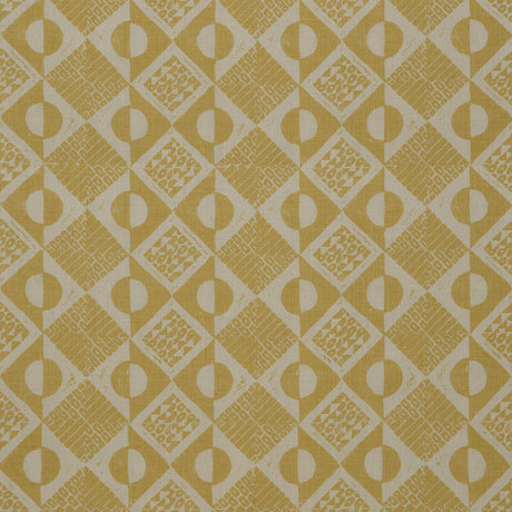 LEE JOFA BFC-3666.40.0 CIRCLES AND SQUARES OCHRE Fabric - Eade's Wallpaper