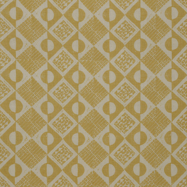 LEE JOFA BFC-3666.40.0 CIRCLES AND SQUARES OCHRE Fabric - Eade's Wallpaper