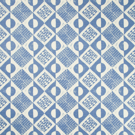 LEE JOFA BFC-3666.5.0 CIRCLES AND SQUARES AZURE Fabric - Eade's Wallpaper