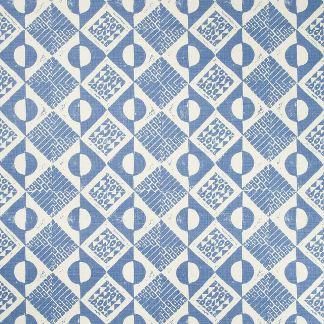LEE JOFA BFC-3666.5.0 CIRCLES AND SQUARES AZURE Fabric - Eade's Wallpaper