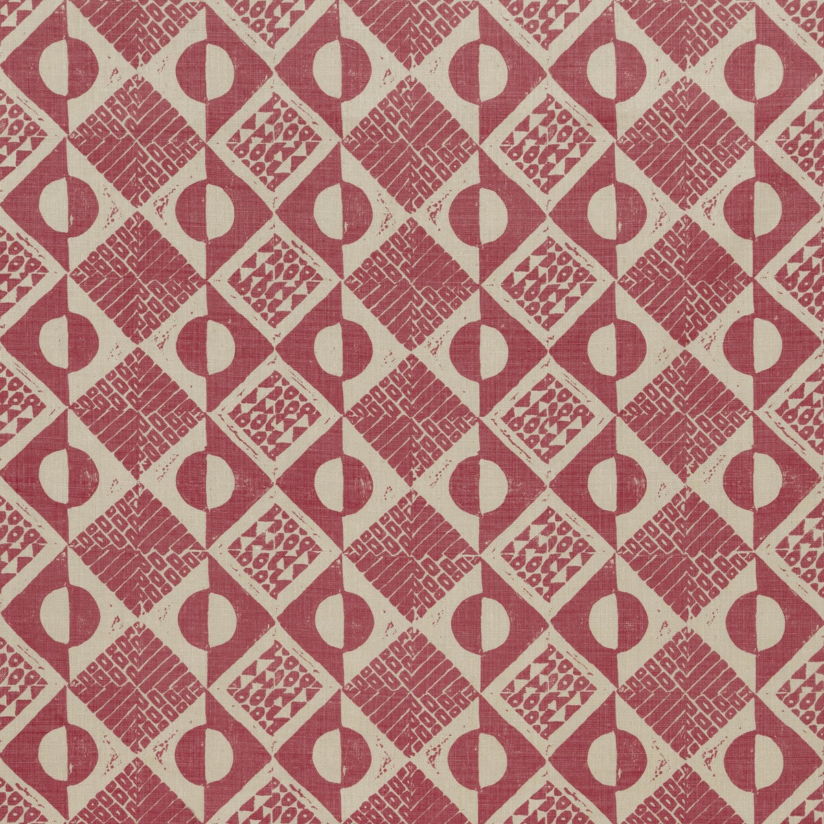 LEE JOFA BFC-3666.717.0 CIRCLES AND SQUARES BERRY Fabric - Eade's Wallpaper