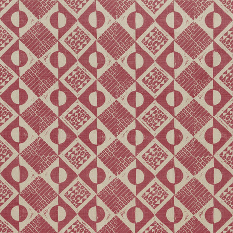 LEE JOFA BFC-3666.717.0 CIRCLES AND SQUARES BERRY Fabric - Eade's Wallpaper
