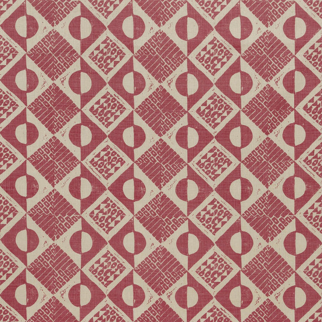 LEE JOFA BFC-3666.717.0 CIRCLES AND SQUARES BERRY Fabric - Eade's Wallpaper