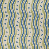 LEE JOFA BFC-3687.523.0 IKAT STRIPE BLUE/LIME Fabric - Eade's Wallpaper