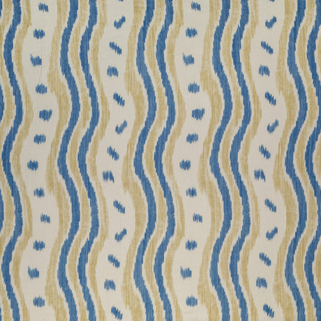 LEE JOFA BFC-3687.54.0 IKAT STRIPE BLUE/YELLOW Fabric - Eade's Wallpaper