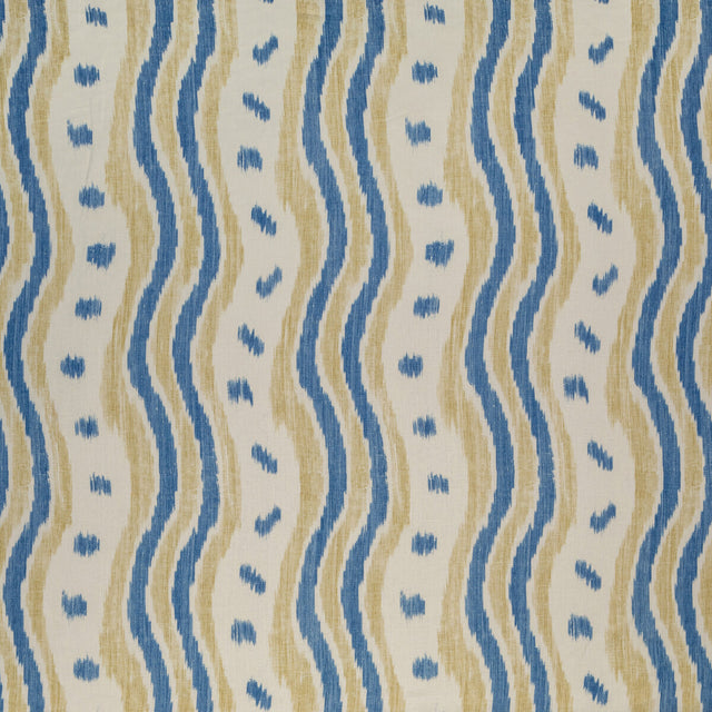 LEE JOFA BFC-3687.54.0 IKAT STRIPE BLUE/YELLOW Fabric - Eade's Wallpaper