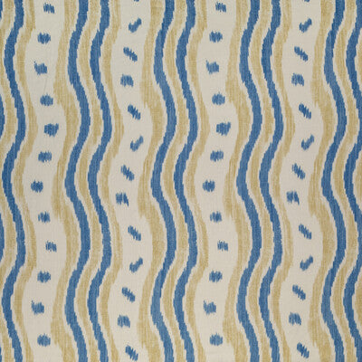 LEE JOFA BFC-3687.54.0 IKAT STRIPE BLUE/YELLOW Fabric - Eade's Wallpaper
