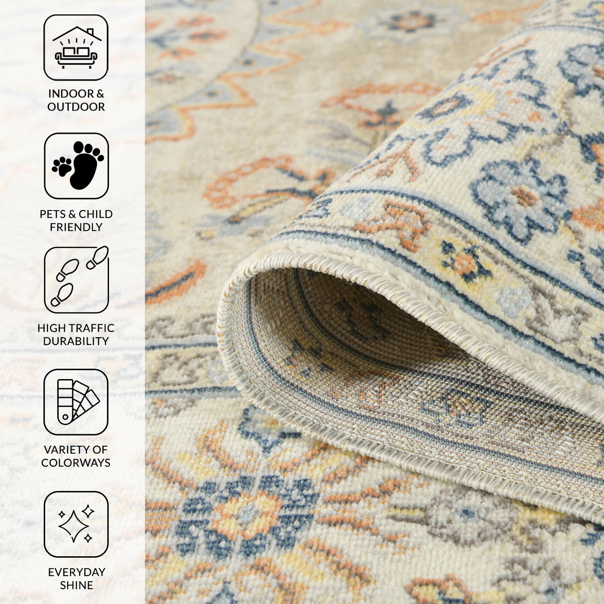 Amer Rugs BHM-8 Bohemian Transitional Bordered Area Rug