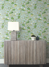 York BL1714 Moon Flower Sky Blue Wallpaper