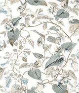 York BL1715 Moon Flower White & Blue Wallpaper