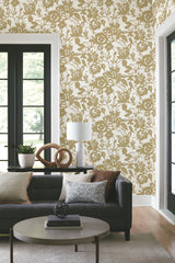 York BL1732 Brushstroke Floral Gold Wallpaper