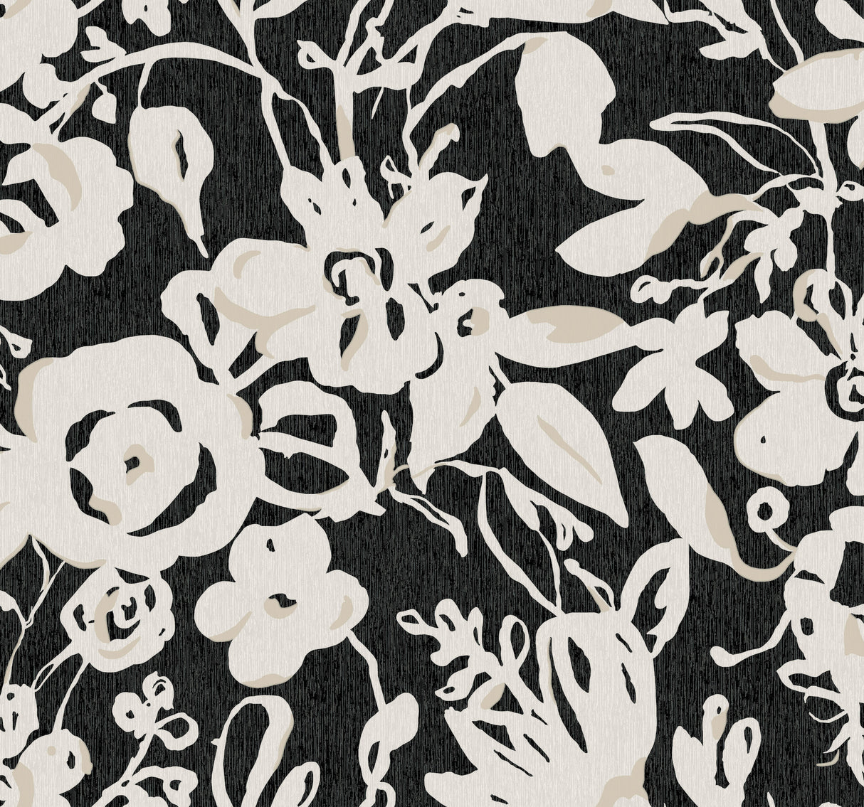 York BL1733 Brushstroke Floral Black Wallpaper