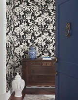 York BL1733 Brushstroke Floral Black Wallpaper