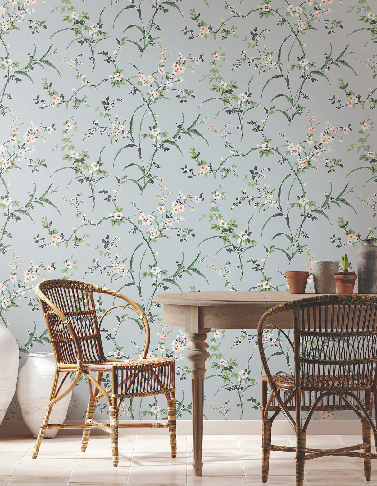 York BL1743 Blossom Branches Light Grey Wallpaper