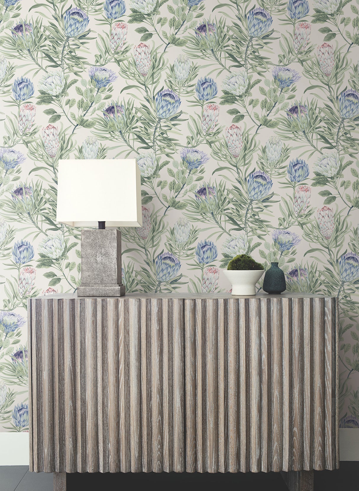 York BL1753 Protea Cream & Blue Wallpaper