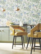 York BL1753 Protea Cream & Blue Wallpaper