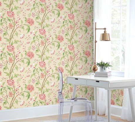 York BL1781 Teahouse Floral Cream & Coral Wallpaper