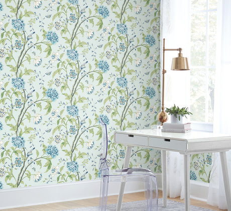 York BL1784 Teahouse Floral Light Blue Wallpaper