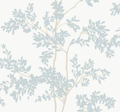 York BL1802 Lunaria Silhouette White & Cloud Blue Wallpaper