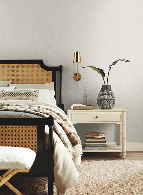 York BO6601 Chevron White Metallic Wallpaper