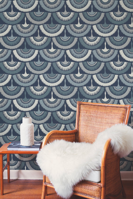 York BO6642 Feather & Fringe Blue Wallpaper