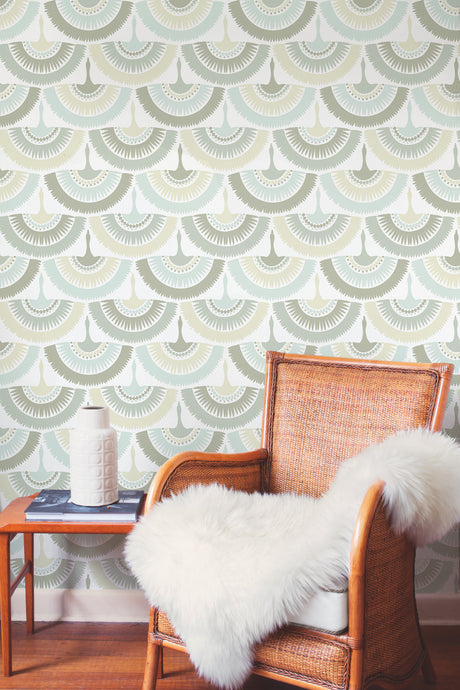 York BO6643 Feather & Fringe Cream & Blue Wallpaper