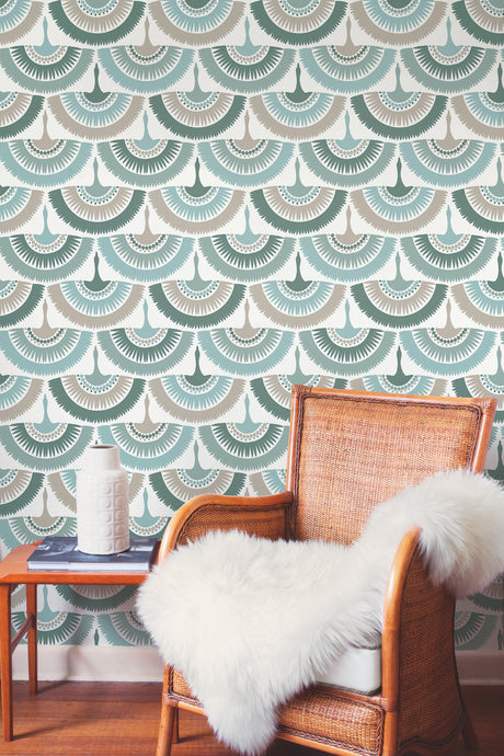 York BO6644 Feather & Fringe Green Wallpaper