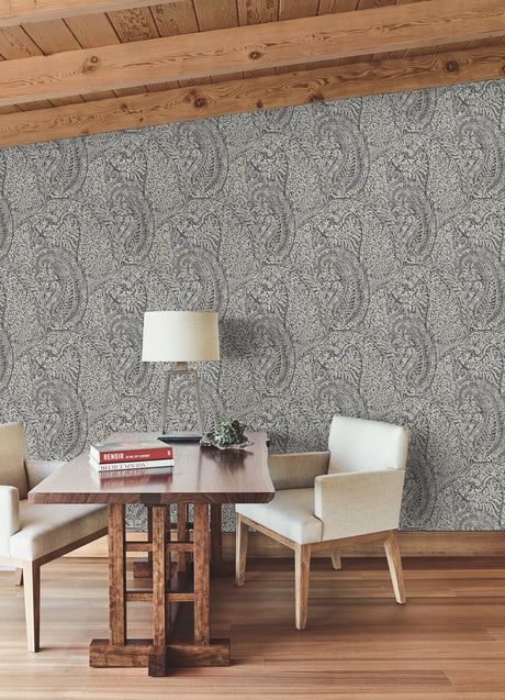 York BO6654 Kashmir Dreams Paisley Black Wallpaper