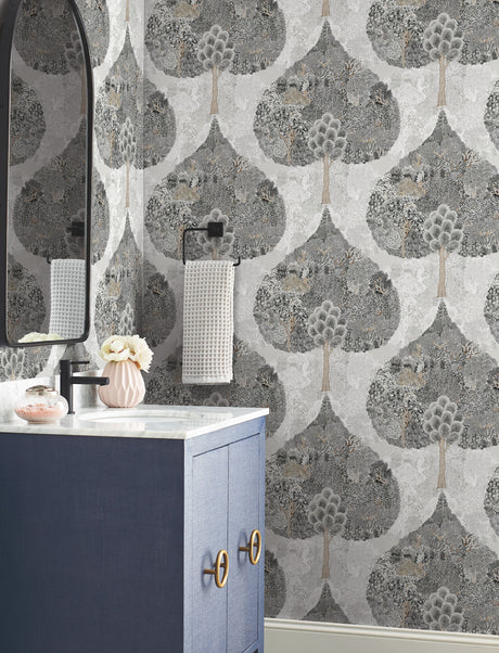 York BO6703 Mystic Forest Black Wallpaper