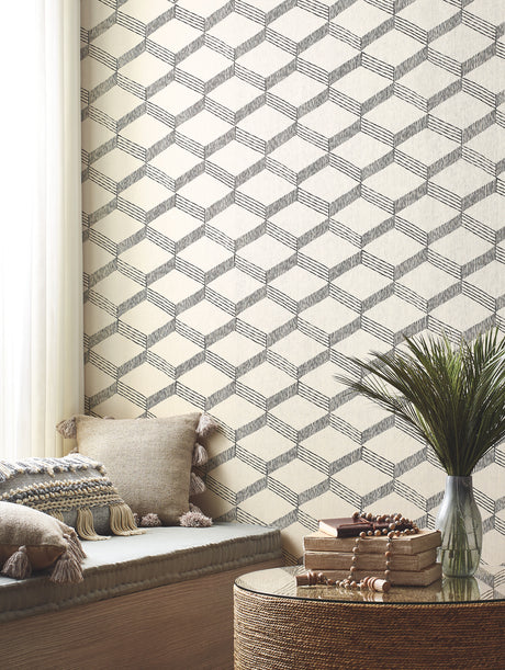 York BO6721 Palisades Paperweave Beige & Black Wallpaper