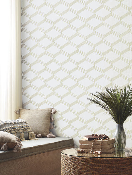 York BO6724 Palisades Paperweave Beige & White Wallpaper