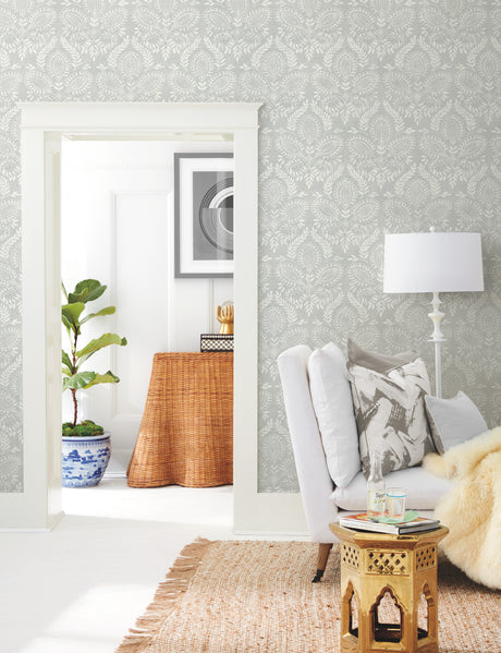 York BO6734 Laurel Damask Grey Wallpaper