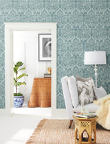 York BO6735 Laurel Damask Teal Wallpaper