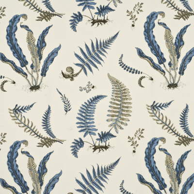 G P & J BAKER BP10381.2.0 FERNS INDIGO/WHITE Fabric - Eade's Wallpaper