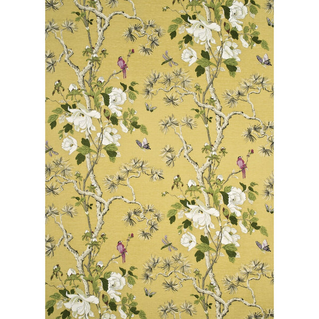 G P & J BAKER BP10463.5.0 TREE PEONY STRONG YELLOW/IVORY Fabric - Eade's Wallpaper