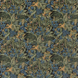 G P & J BAKER BP10623.1.0 TRUMPET FLOWERS VELVET DARK INDIGO/TEAL Fabric - Eade's Wallpaper