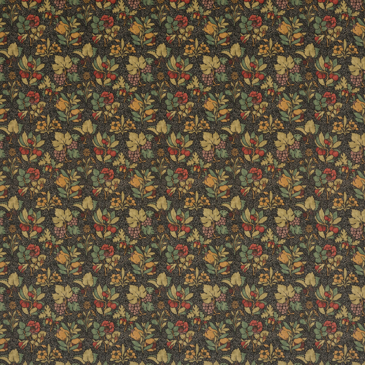 G P & J BAKER BP10624.1.0 MEADOW FRUIT VELVET CINDER/MULTI Fabric - Eade's Wallpaper